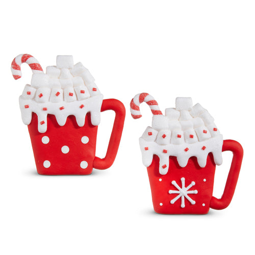 RAZ 4.25” Hot Cocoa with Marshmallows Ornament - set of 2