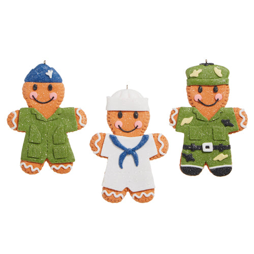 RAZ 5.25" Military Gingerbread Ornaments - Set of 3