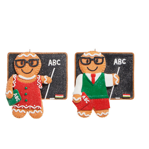 RAZ 4.75" Teacher Gingerbread Ornaments - Set of 2