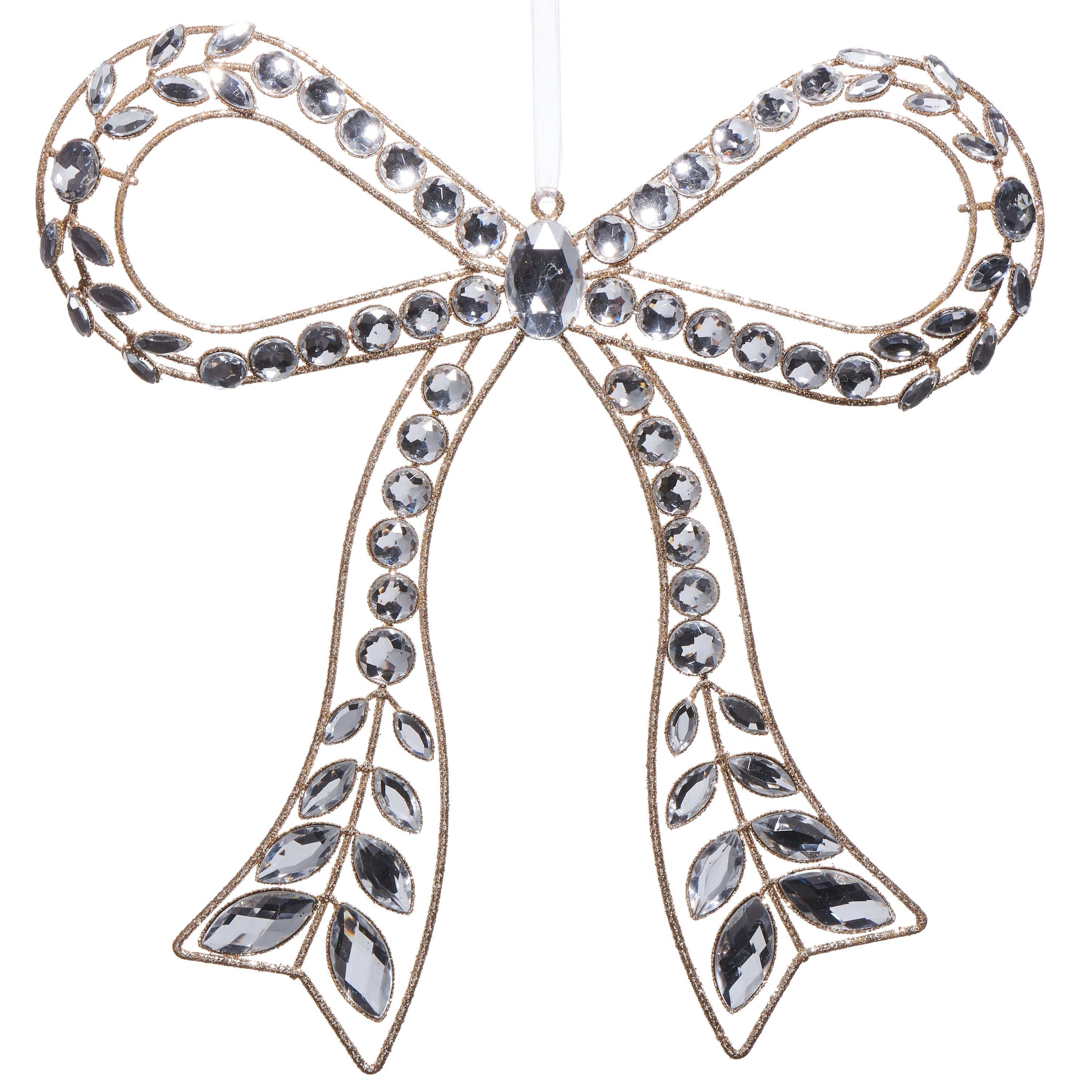 Clear Jeweled Bow Ornament - Thumbnail 2