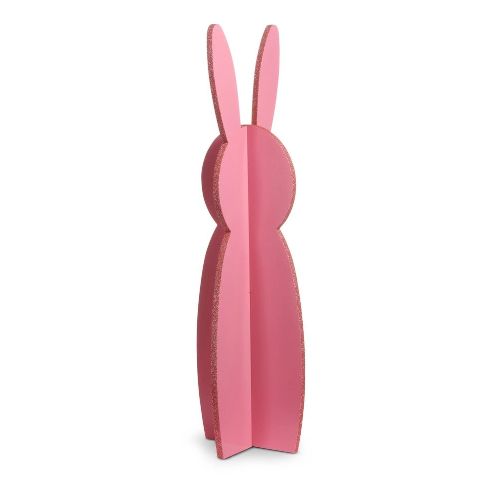 Pink rabbit-shaped object on a white background