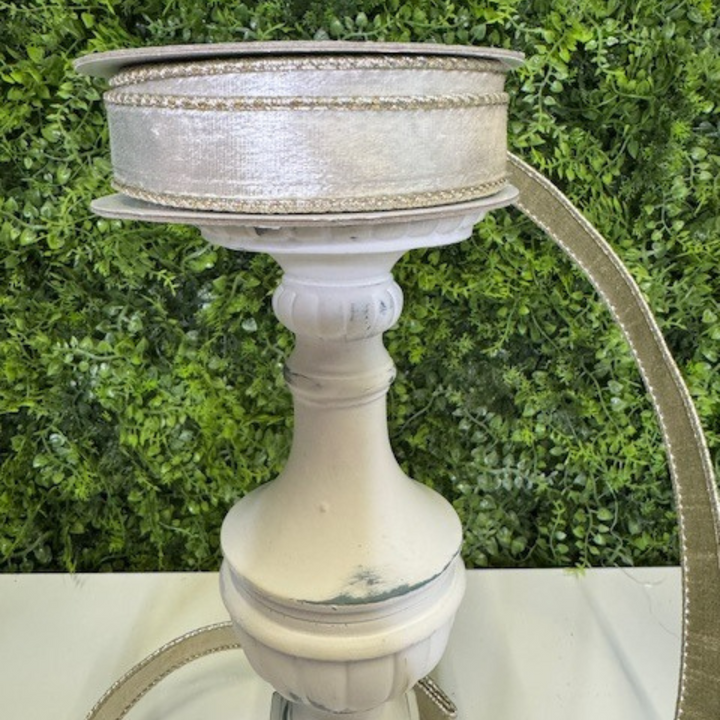 Farrisilk 1" x 10 YD Ivory Satin Velvet Wired Ribbon