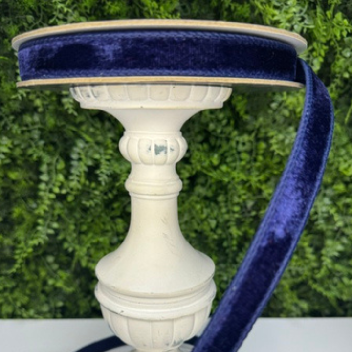 Farrisilk .75" x 10 YD Navy Blue Velvet Wired Ribbon