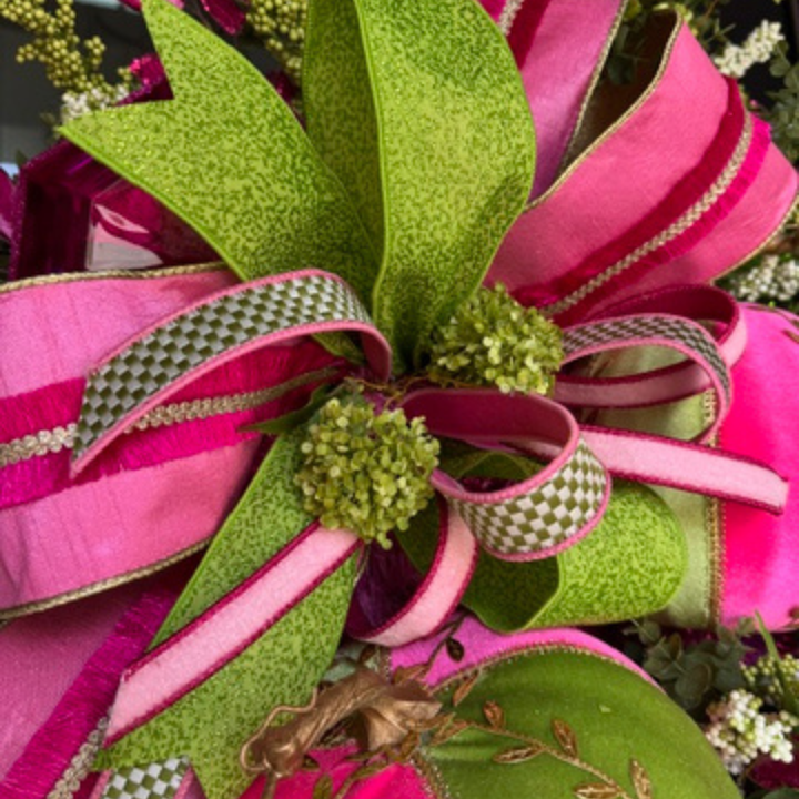 XL Hot Pink and Lime Green Pumpkin Wreath