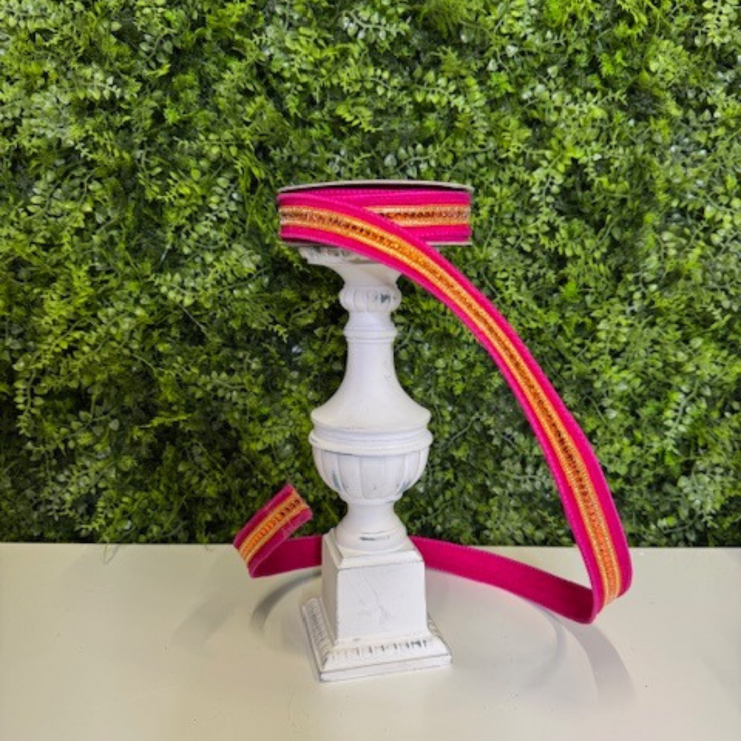 Farrisilk 1" X 10 YD Hot Pink and Orange Twinkle Trim Wired Ribbon