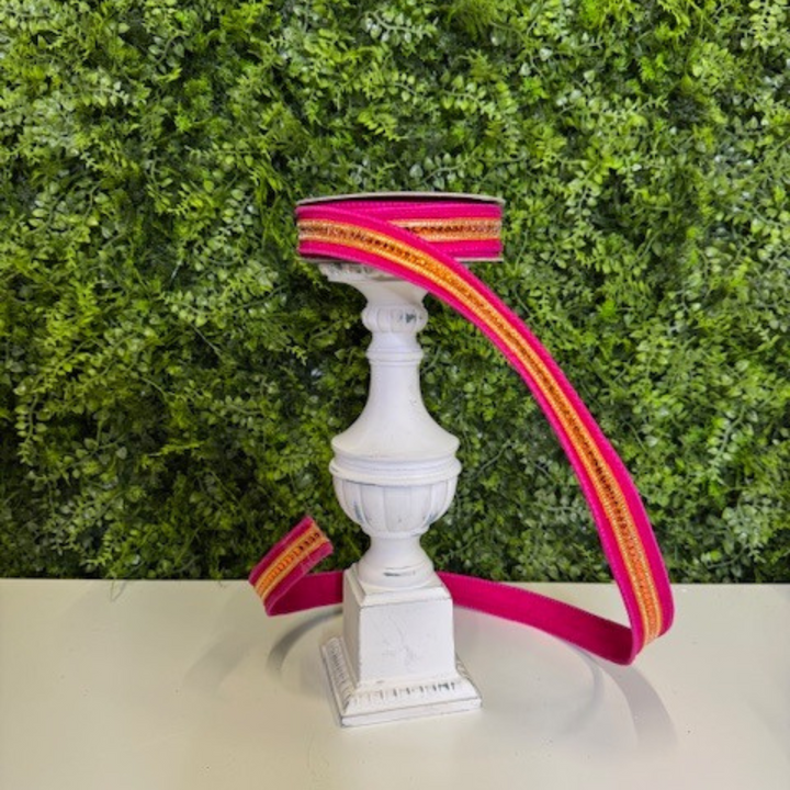 Farrisilk 1" X 10 YD Hot Pink and Orange Twinkle Trim Wired Ribbon