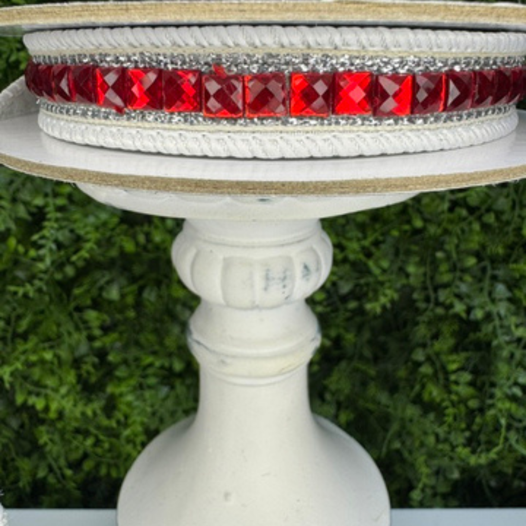 DC Exclusive Farrisilk .75" x 5 YD Red and White Peppermint Pieces Wired Ribbon