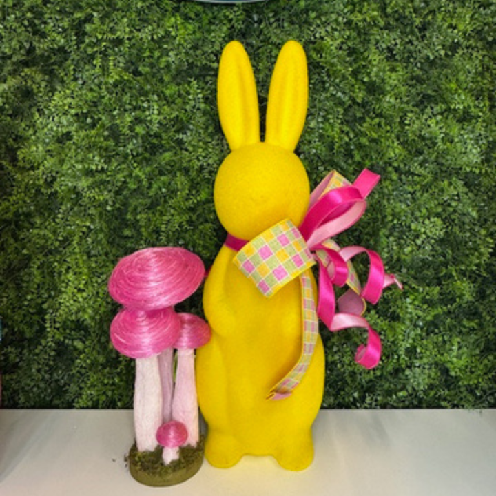 RAZ" Flocked Yellow Bunny with Farrisilk Bow