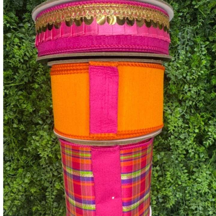 DC Exclusive Farrisilk 4" x 5 YD Carnival Plaid in Orange, Pink, Purple, Lime Green and Gold