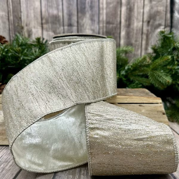 D. Stevens Aurora iced metallic platinum wired ribbon, 4-inch designer ribbon for luxury Christmas bows, wreaths, tree toppers, winter wonderland décor, floral arrangements, gift wrapping, and elegant seasonal home decorating.