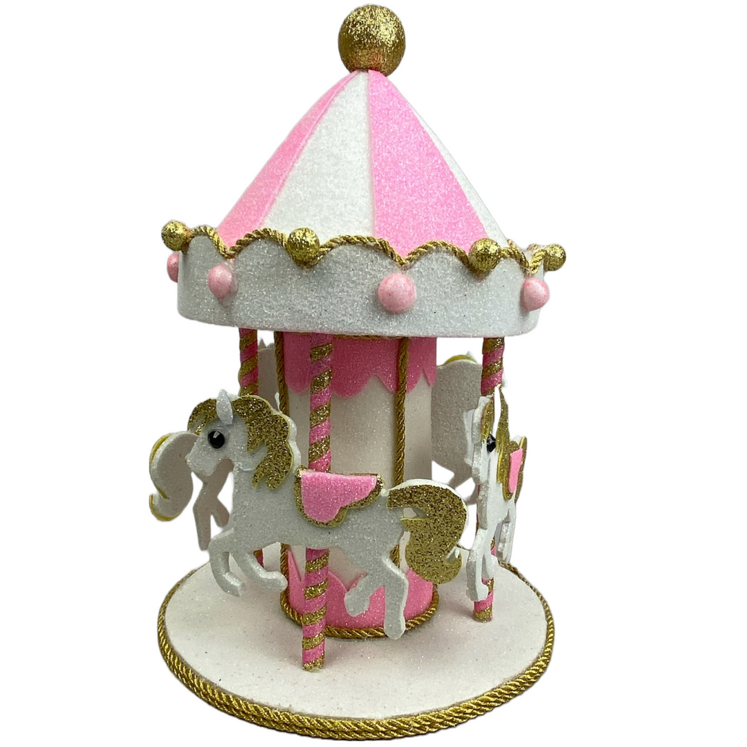 10" Pink and White  and Gold Carousel