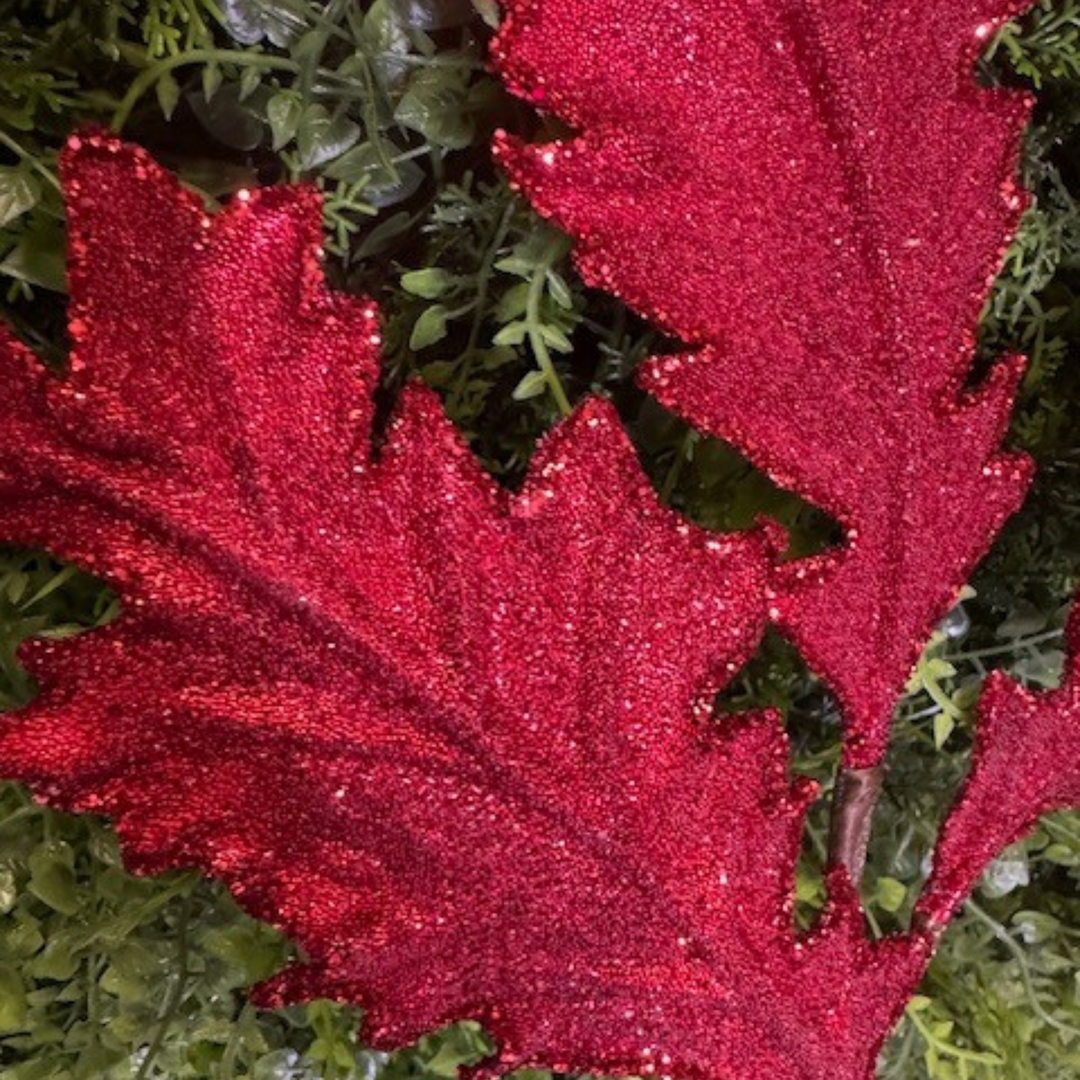 25" Farrisilk Red Beaded Acanthus Spray