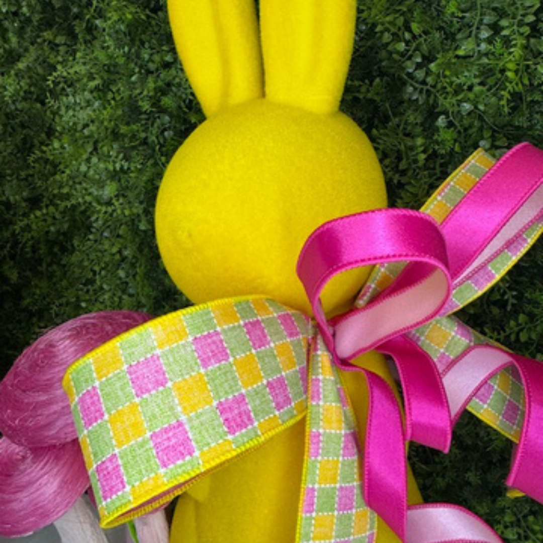 RAZ" Flocked Yellow Bunny with Farrisilk Bow