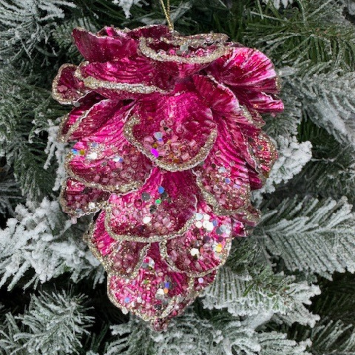 Direct Export 5.75" Hot Pink Jewel Pinecone Ornament