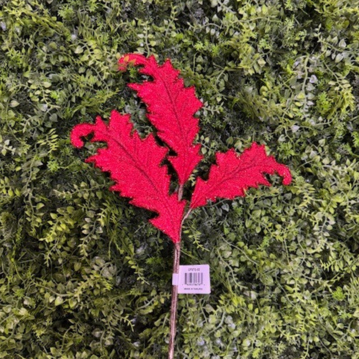 25" Farrisilk Red Beaded Acanthus Spray