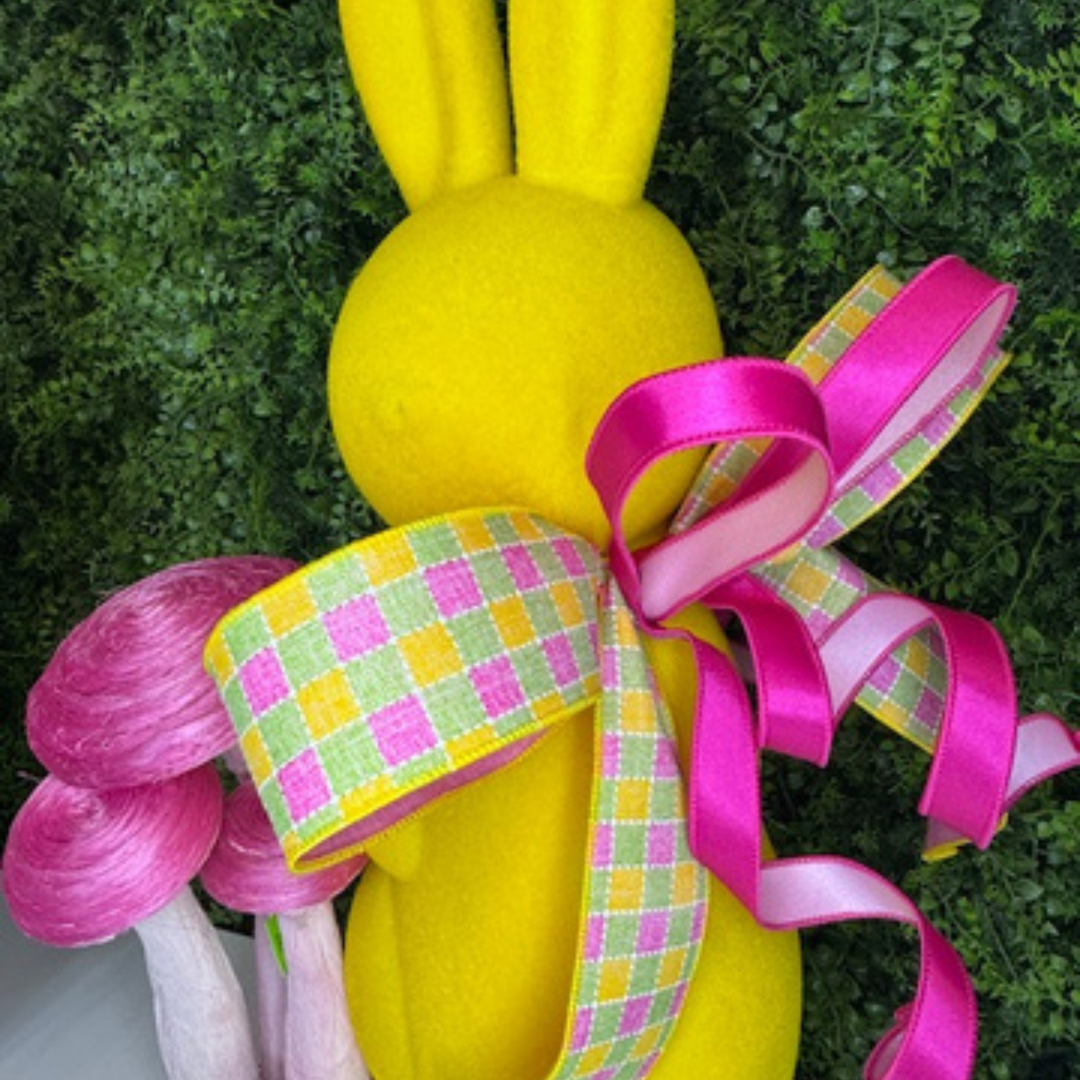 RAZ" Flocked Yellow Bunny with Farrisilk Bow