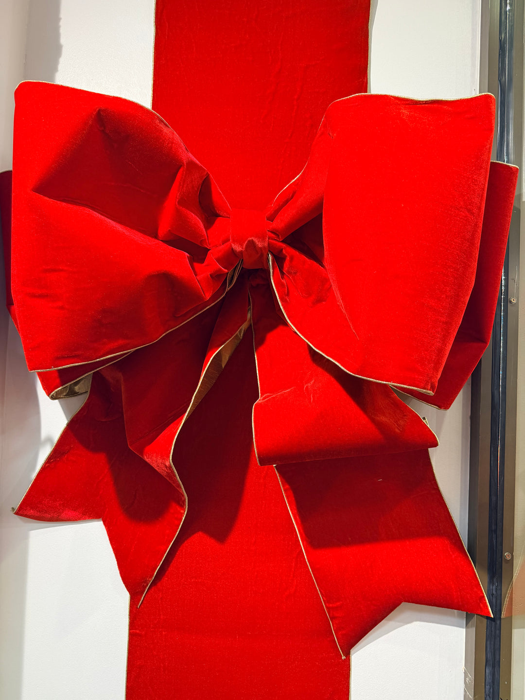 d. stevens 12" x 10 yd Red lush velvet with gold metallic back wired ribbon