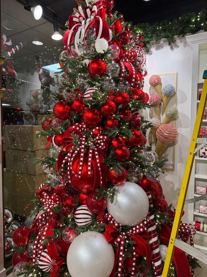 Farrisilk .75" X 5 YD Red and White Gumdrop Garland Wired Ribbon