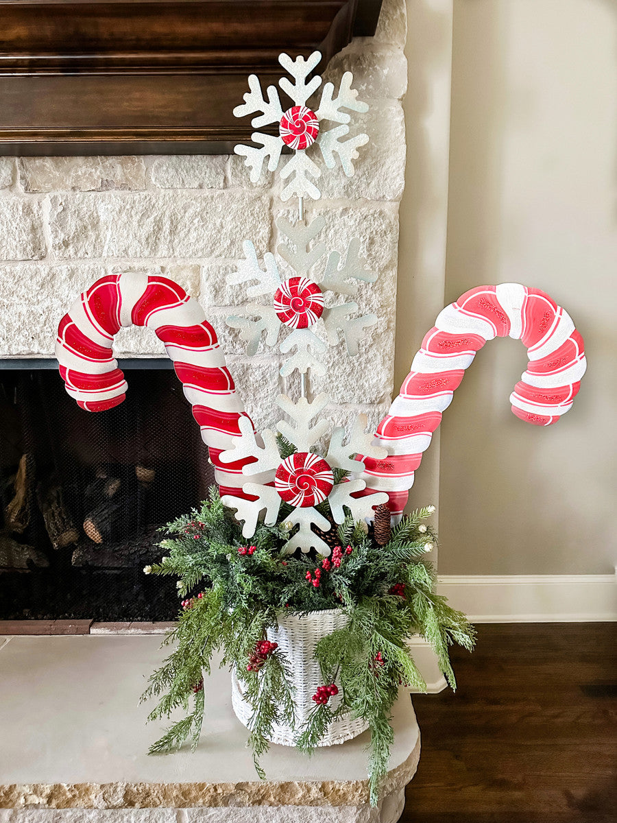 Round Top Collection 23" Metal Twisted Candy Canes in Red and White - Set of 2