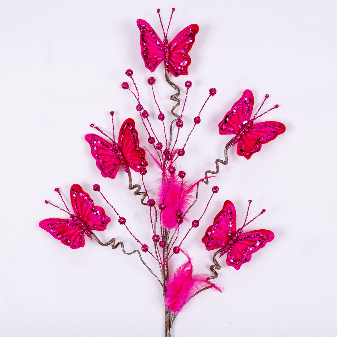 Farrisilk 27" Hot Pink Butterfly Spray