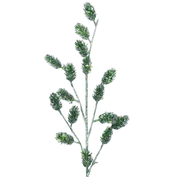 Farrisilk 28" Olive Green Sherwood Pine with textured pine branches and shimmering accents for Christmas trees, wreaths, garlands and holiday décor.