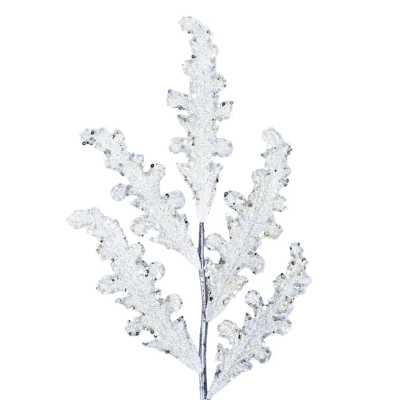 Farrisilk 28" Ivory Christmas Acanthus with sparkling ivory foliage for Christmas trees, wreaths, garlands and elegant holiday floral designs.