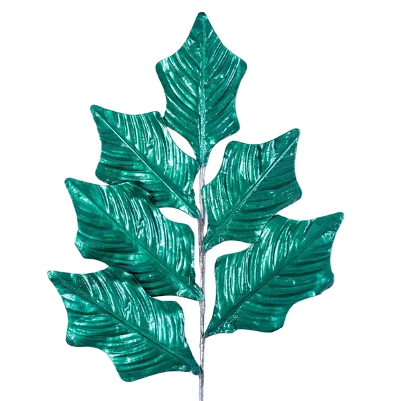 Farrisilk 26" Emerald Green Poinsettia Leaves with textured veining for Christmas trees, wreaths, garlands and elegant holiday floral arrangements.