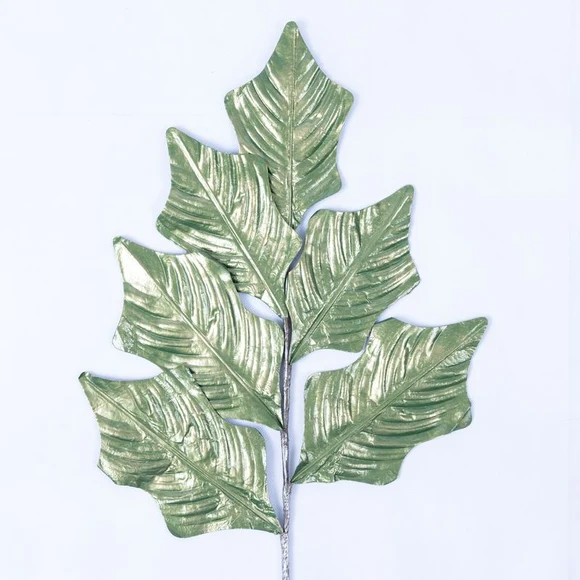 Farrisilk 26" Olive Green Poinsettia Leaves with textured veining for Christmas trees, wreaths, garlands, Fall designs and seasonal floral décor.