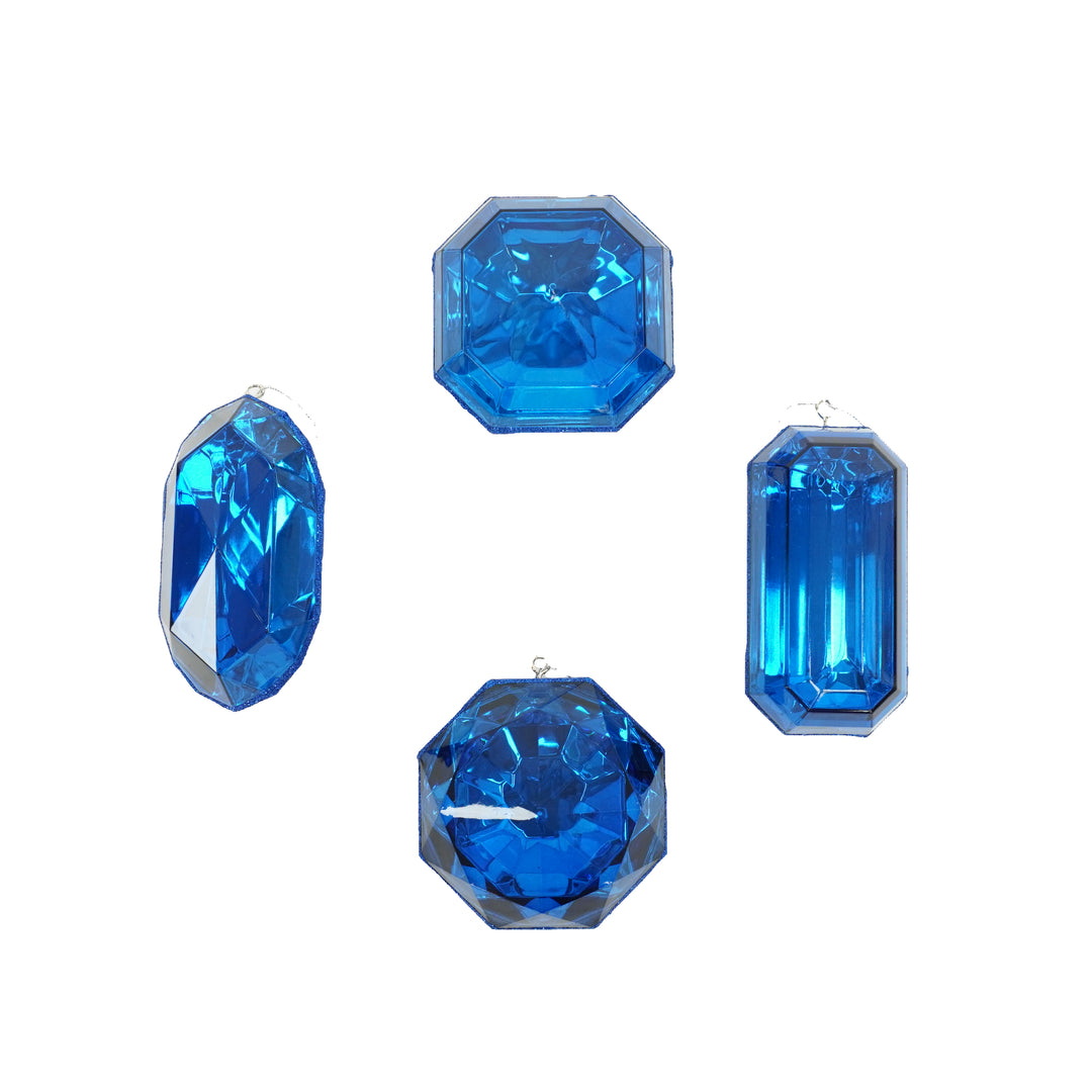 Farrisilk 4" Jewel/Gem Assortment in Blue - set of 4