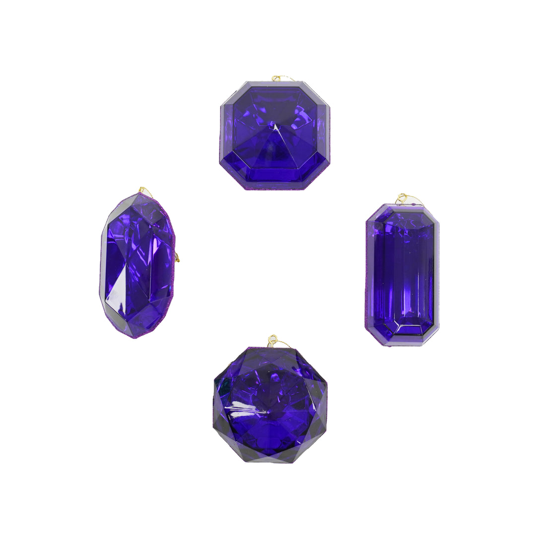 Farrisilk 4" Jewel/Gem Assortment in Purple - set of 4