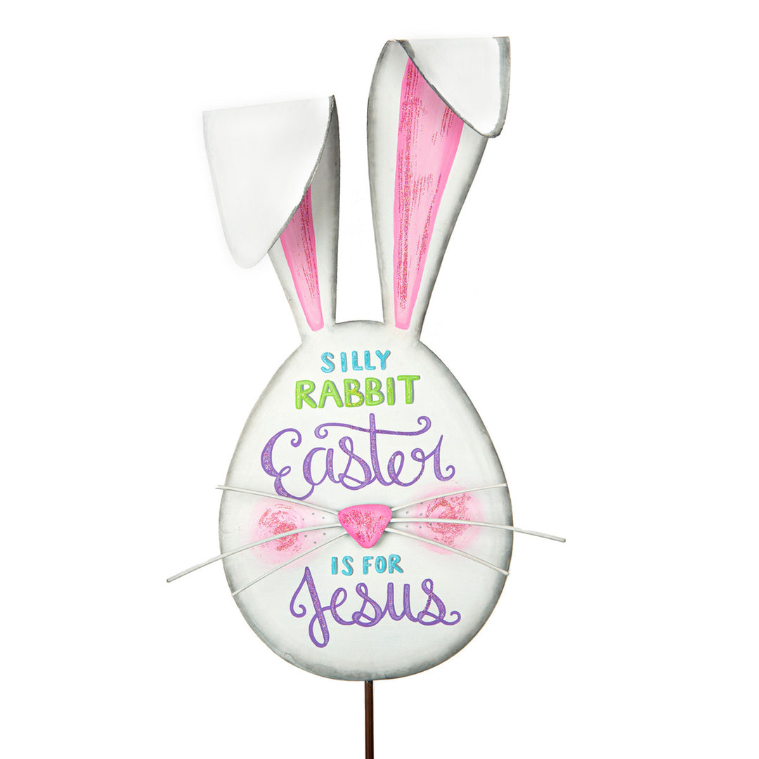 17” Round Top Collection Metal Easter Silly Rabbit Head Sign