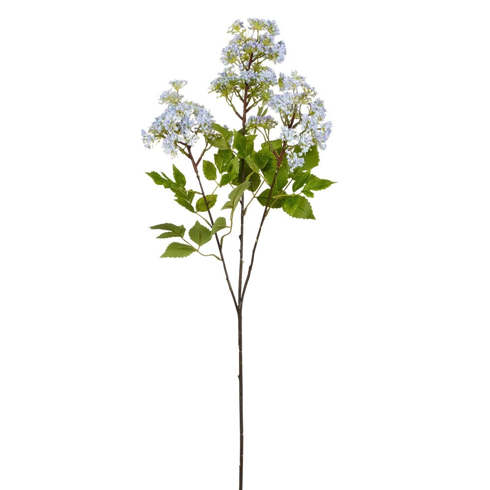 Artificial plant with white flowers and green leaves on a white background