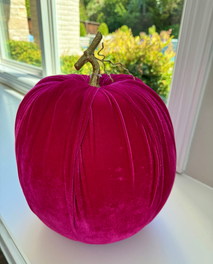 16" Pink Velvet Pumpkin