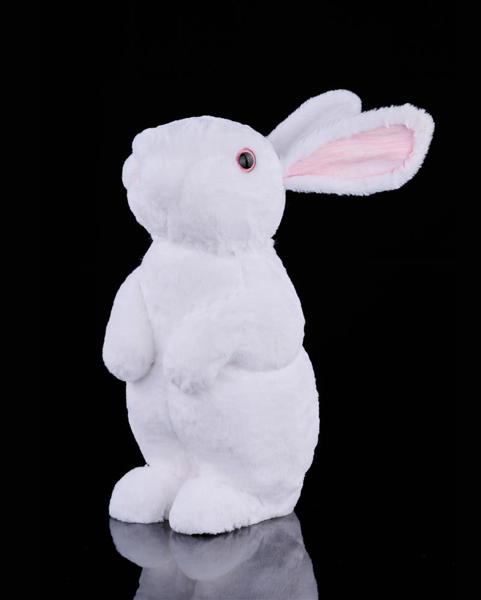 15.25" White Faux Fur Standing Easter Rabbit