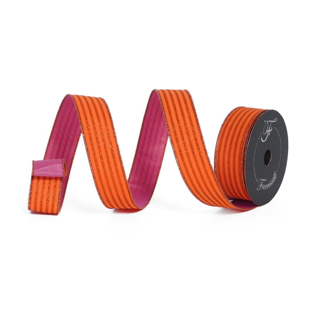 Orange and pink ribbon on a white background