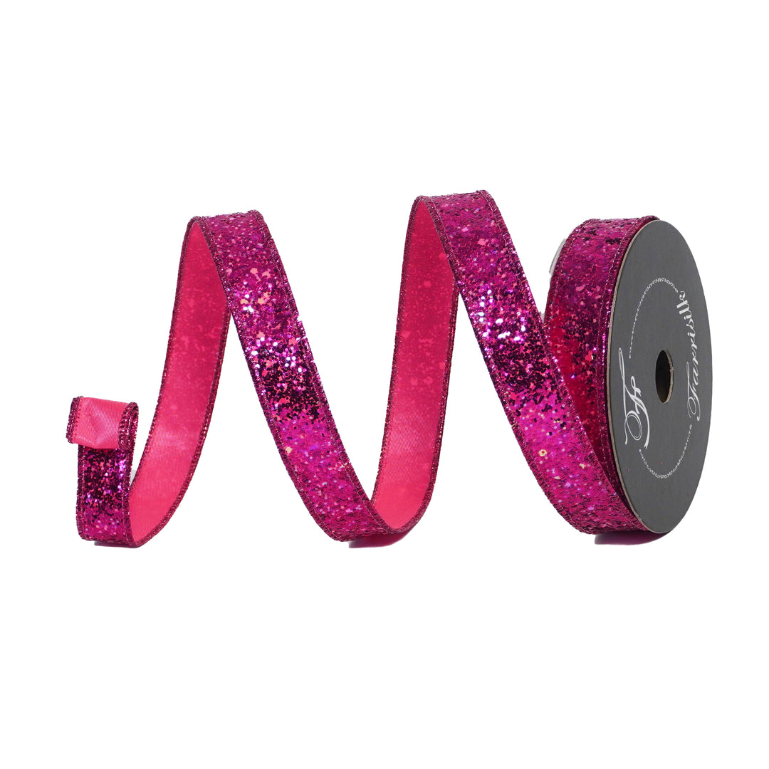 Pink glitter ribbon on a white background