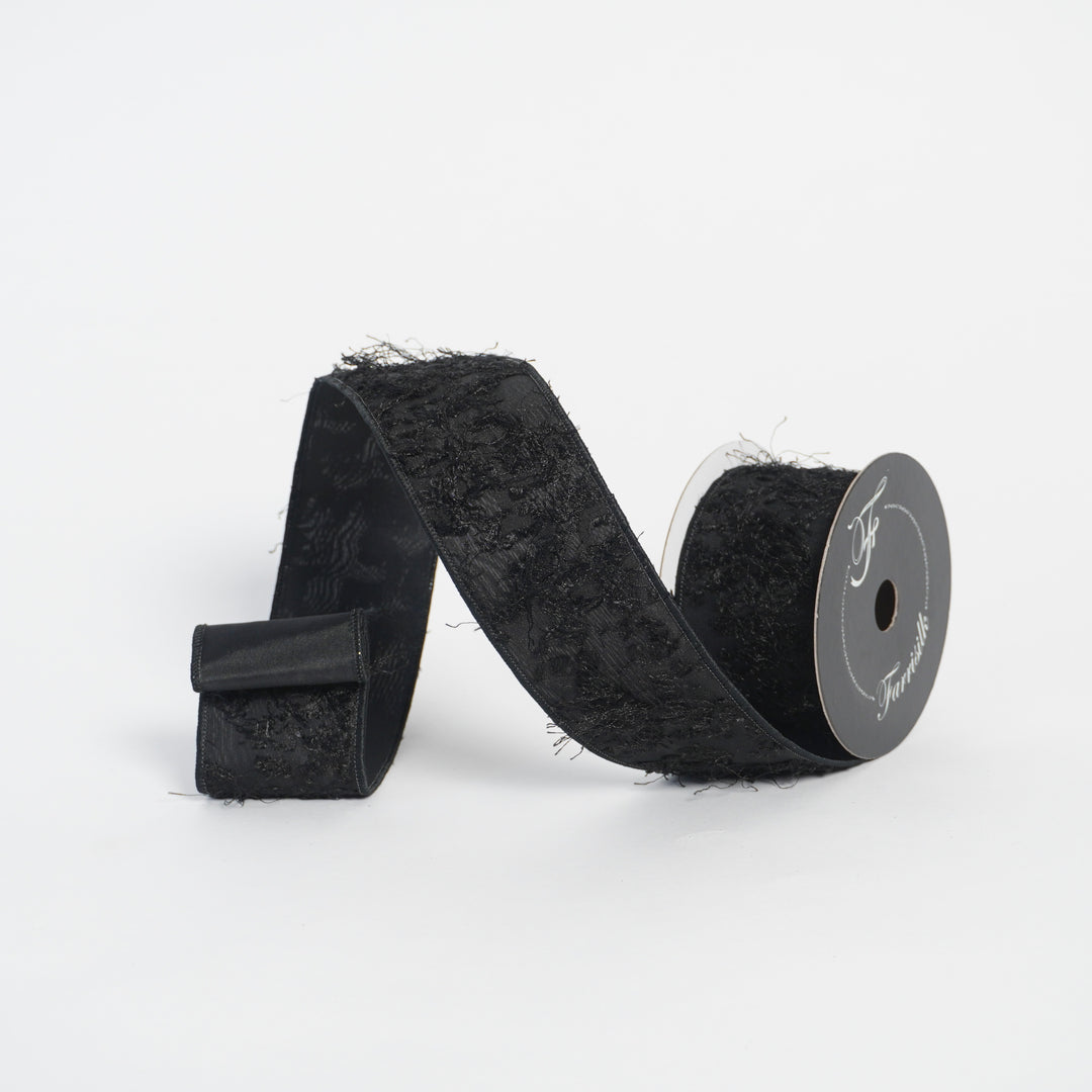 Black textured ribbon on a white background