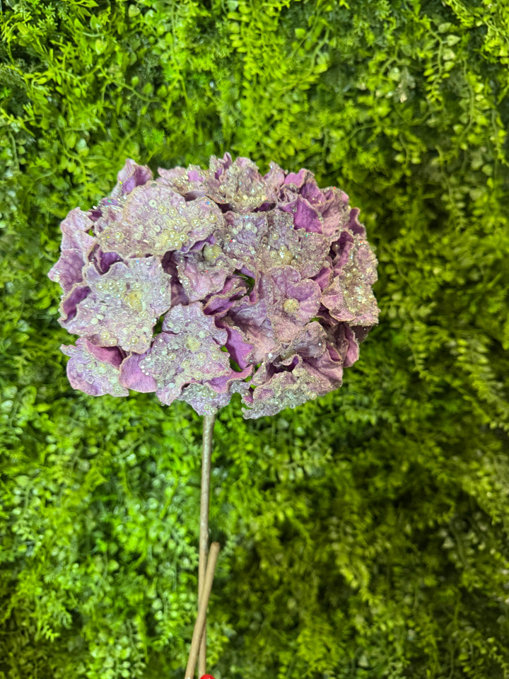 24" Regency Lavender Crystal Encrusted Hydrangea Stem