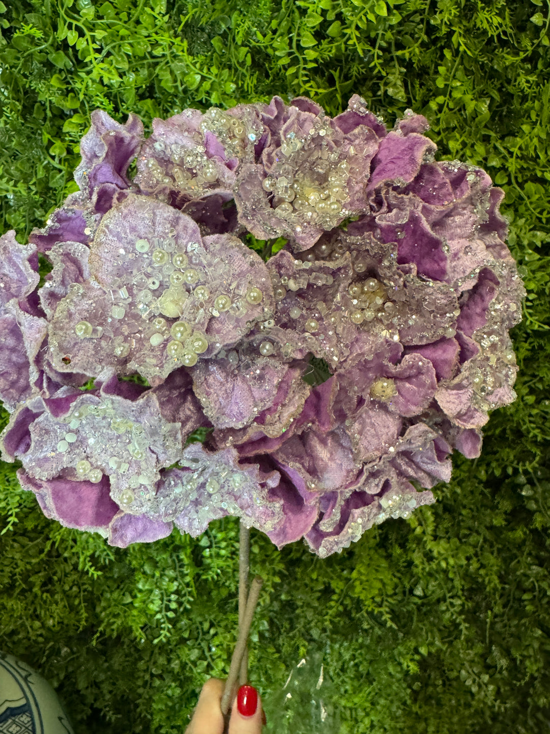 24" Regency Lavender Crystal Encrusted Hydrangea Stem
