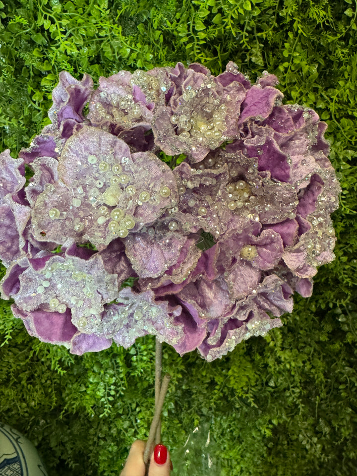 24" Regency Lavender Crystal Encrusted Hydrangea Stem