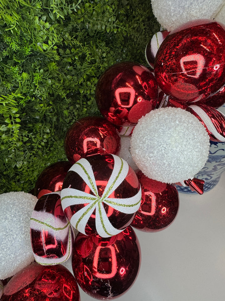 Regency 3’ Red and White Peppermint Ball and Candy Garland