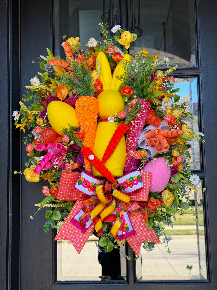 Flocked Bunny Wreath