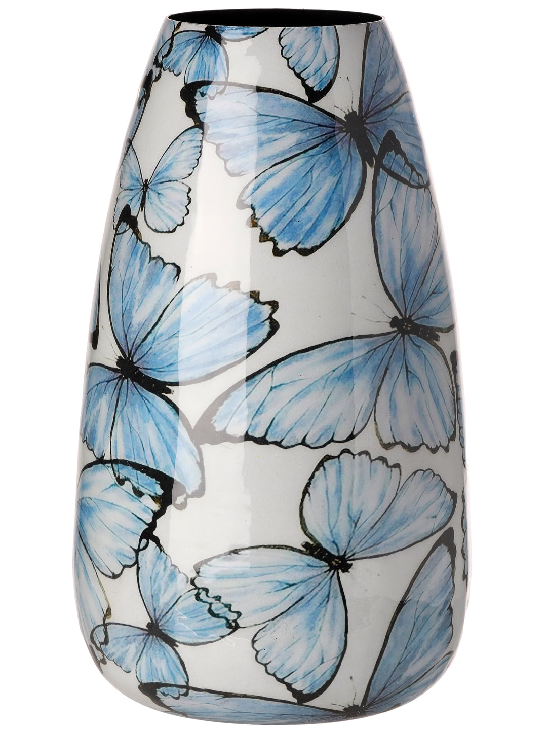Regency 12" Blue and White Metal Tall Vase