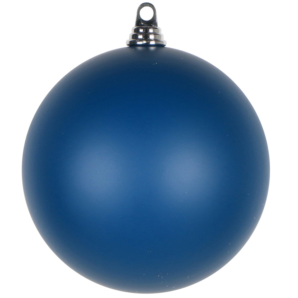Vickerman 8 inch slate blue eggshell matte ball Christmas ornament, perfect for designer Christmas trees, wreaths, garlands, centerpieces, porch planters, and luxury holiday decorating.