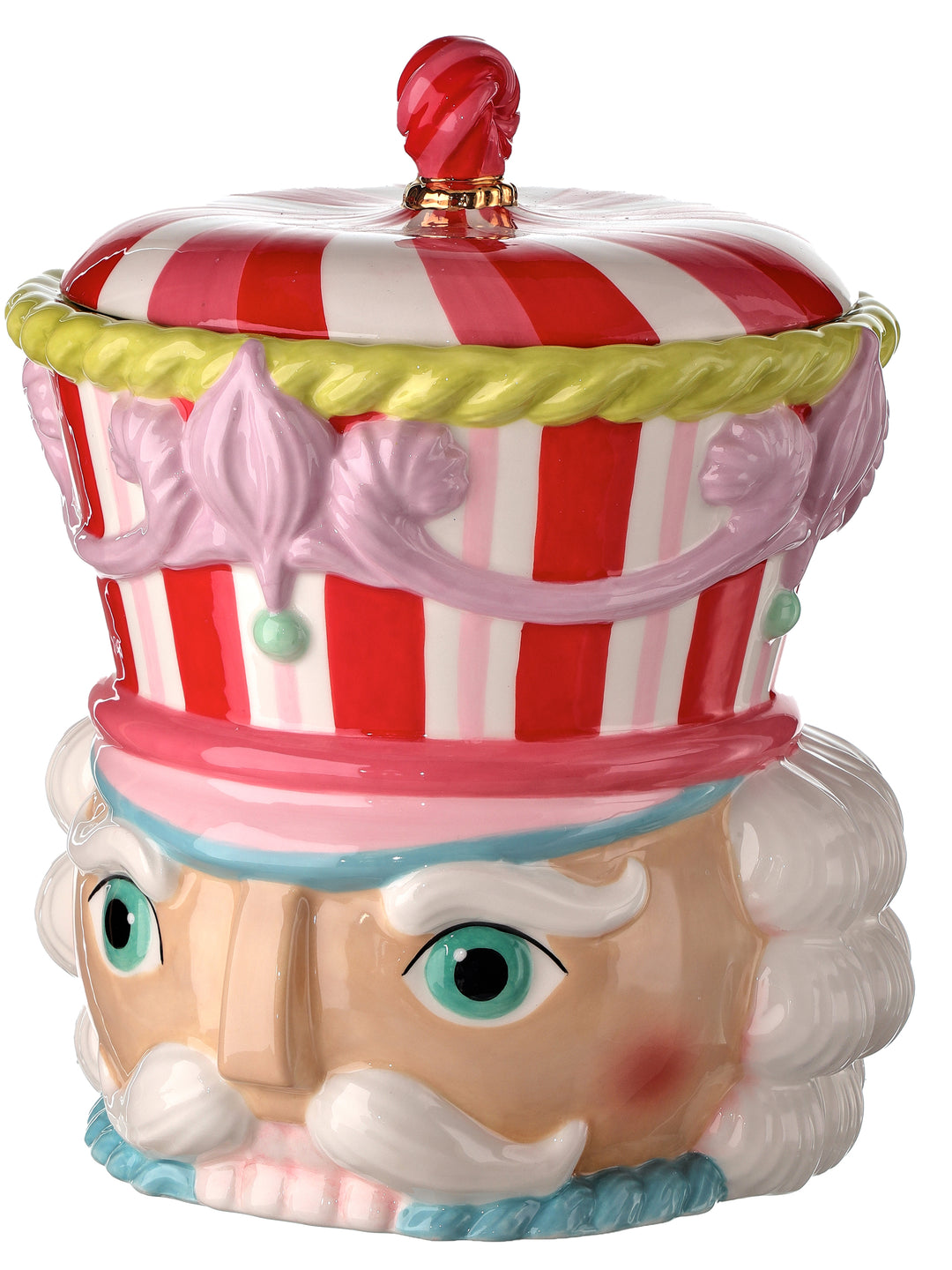 Regency 10" Nutcracker Cookie Jar in Pink and Mint Green