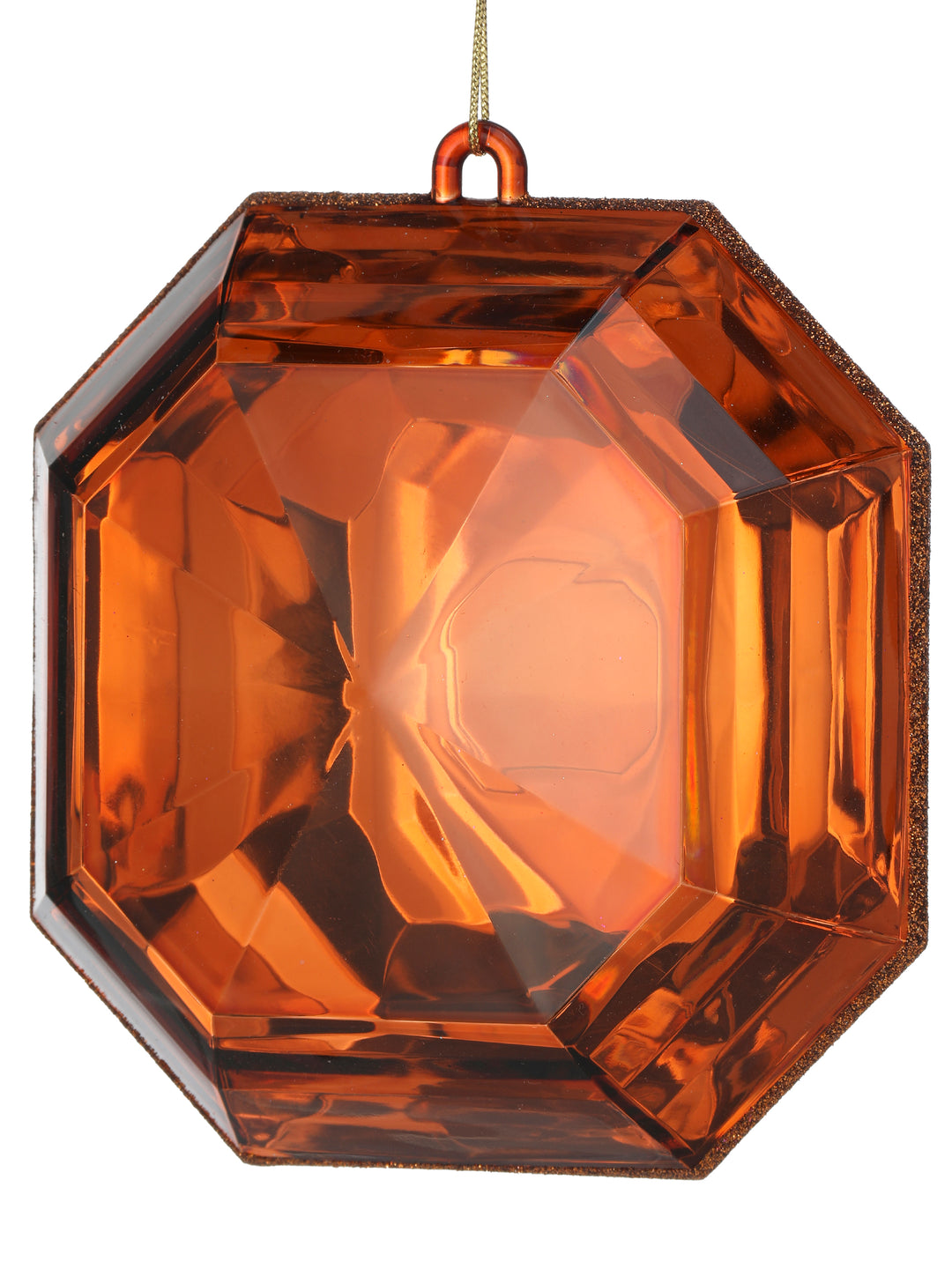 Regency 6" Acrylic Square Cut Precious Jewel - Gem Ornament in Copper with glitter edging