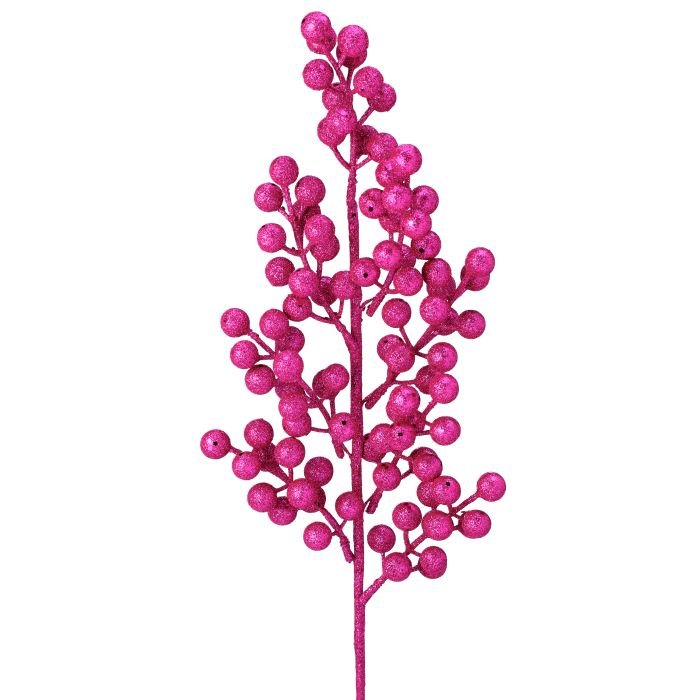 Regency 24" Hot Pink Glittered Cluster Berry Spike