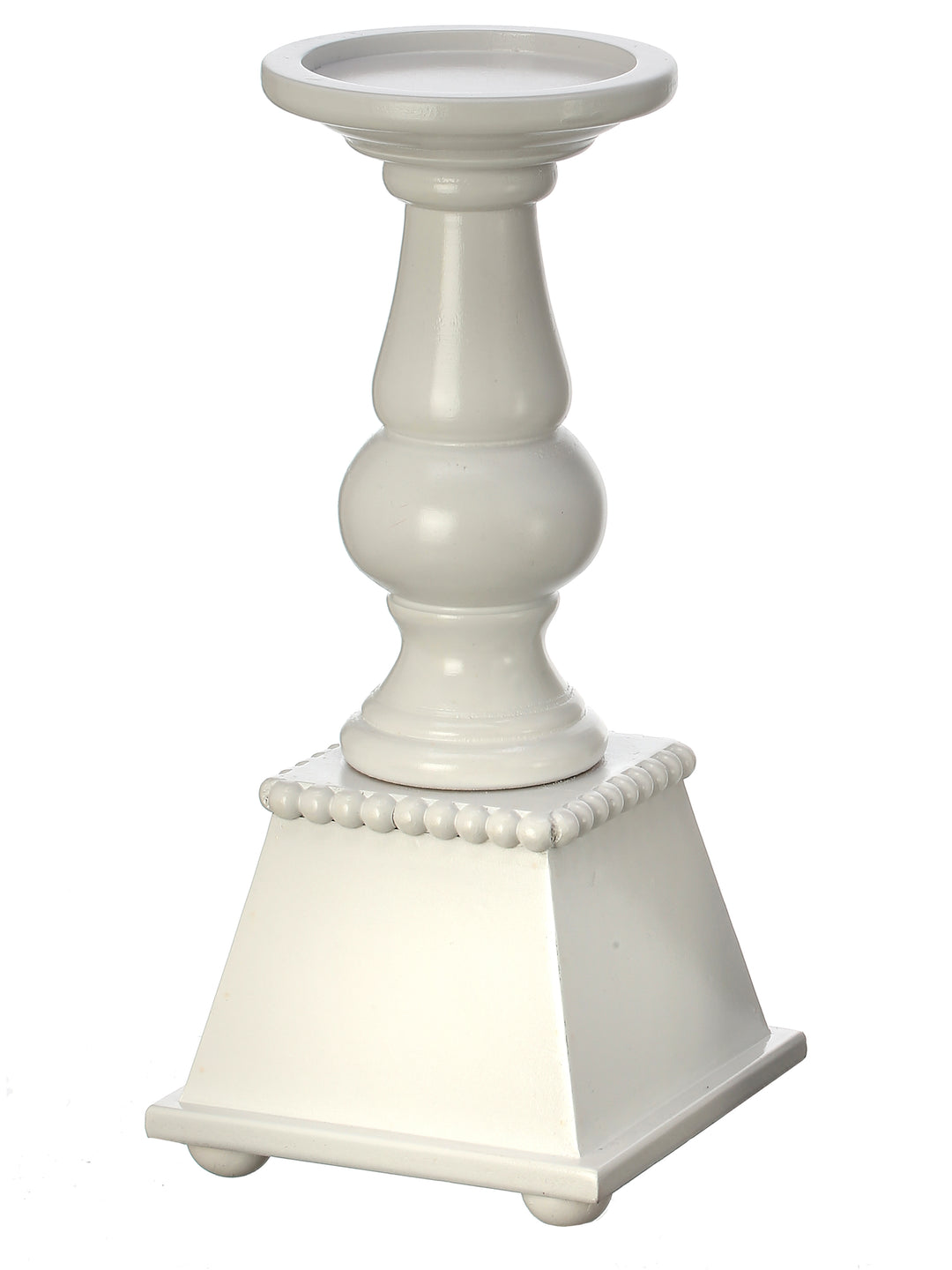 Regency 12" White Wood/Metal Candle Stand