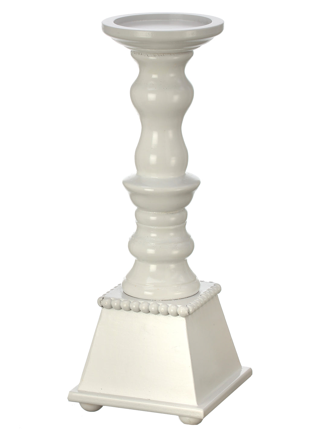 Regency 14" White Wood/Metal Candle Stand