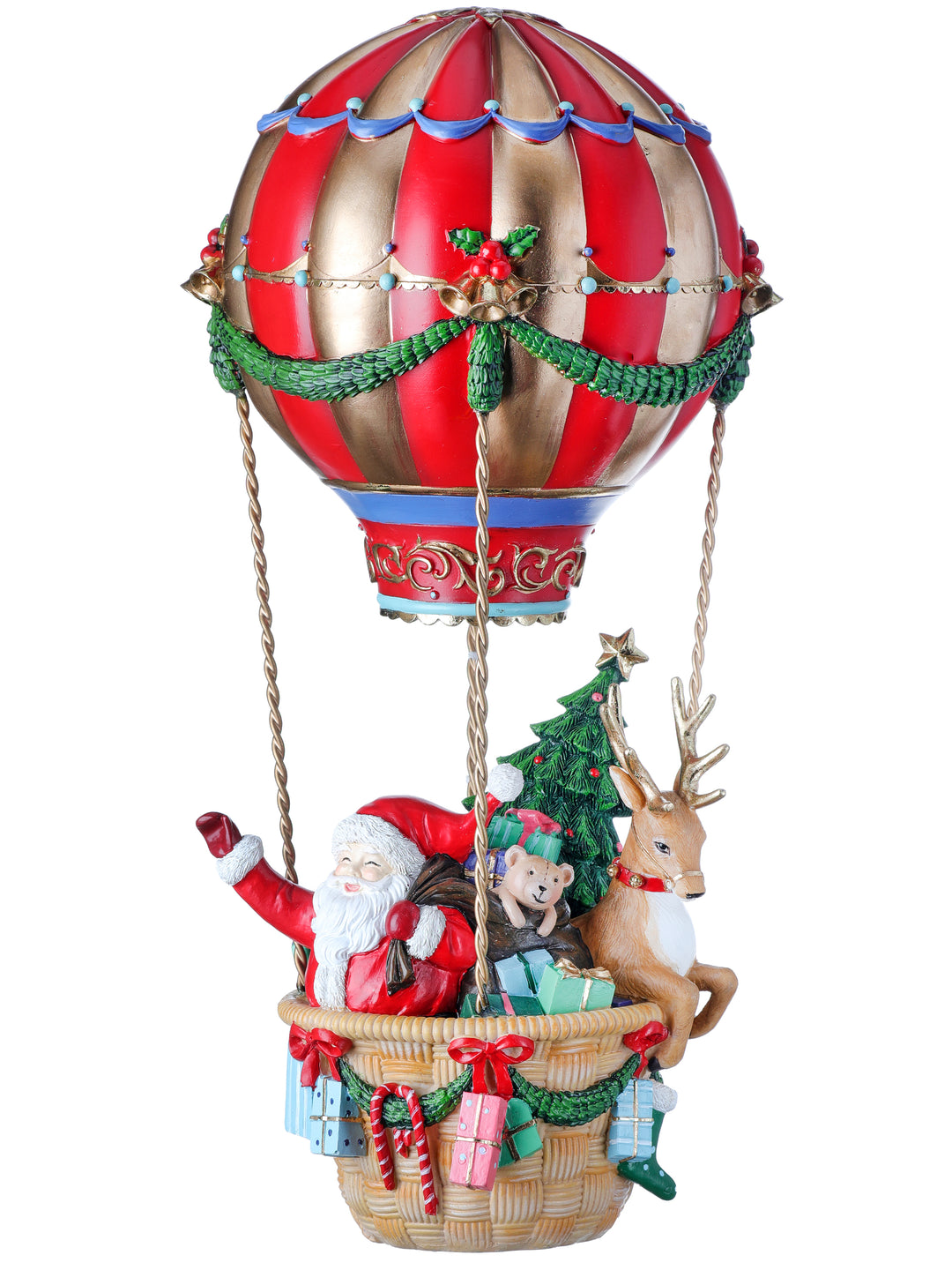 17” Resin Santa Hot Air Balloon Decor